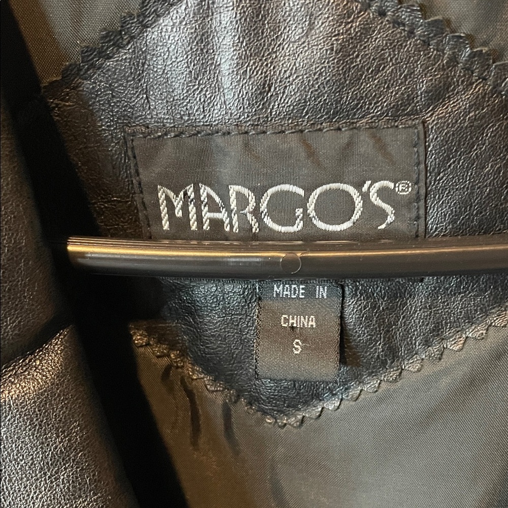 Margo’s Vintage Black Leather& Suede Double Breasted Oversized Coat women’s S - Picture 4 of 7